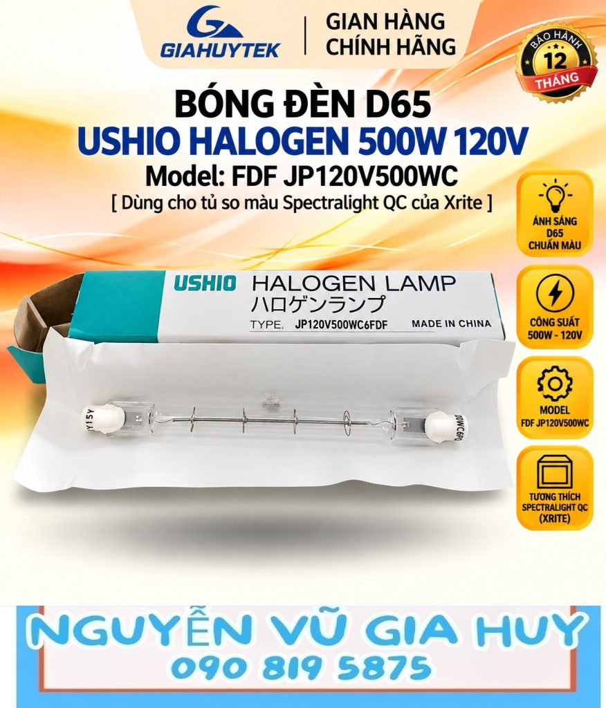 Bóng halogen Ushio FDF JP120V-500WC6 500W 120V, tungsten 3200K - ảnh minh họa